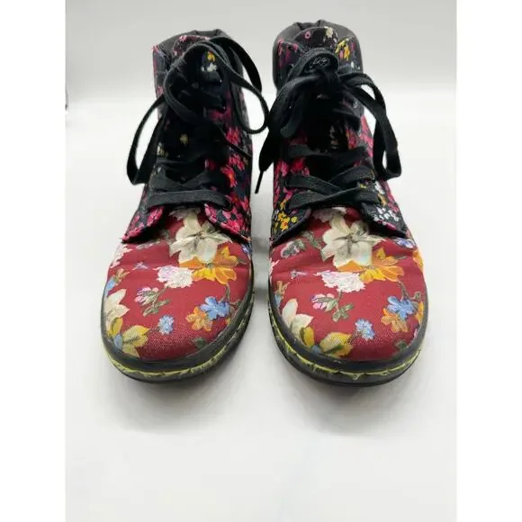 Dr. Martens Maelly Dark Floral Canvas Upper High Top Combat Boots Women’s Size 5 - Picture 3 of 12